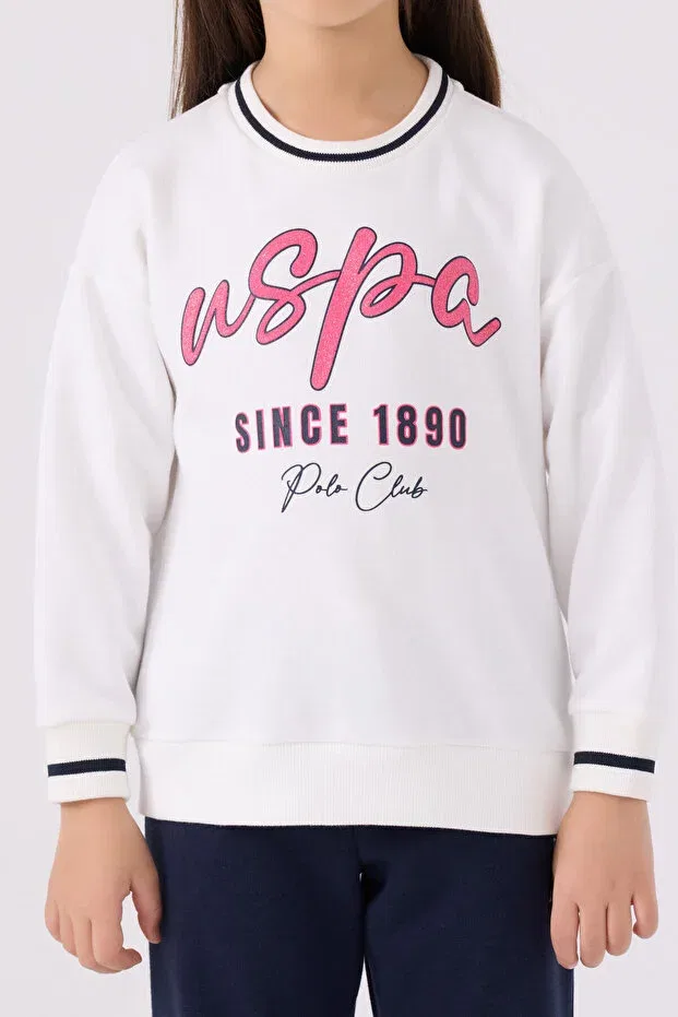 Детский комплект спортивного костюма для девочек с принтом U.S. Polo Assn., Nude Color — фото 4