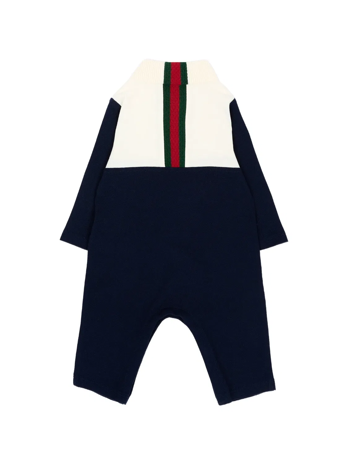 Ромпер с отделкой Web и вставками Gucci Kids, синий — фото 2