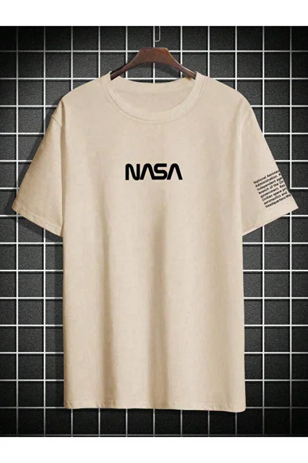 Детская футболка оверсайз с принтом NASA Special Printed Oversize Cotton Crew Neck Revasser, Beige