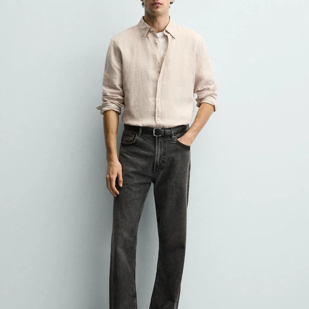 Мужская рубашка Light Beige ZARA — фото 4
