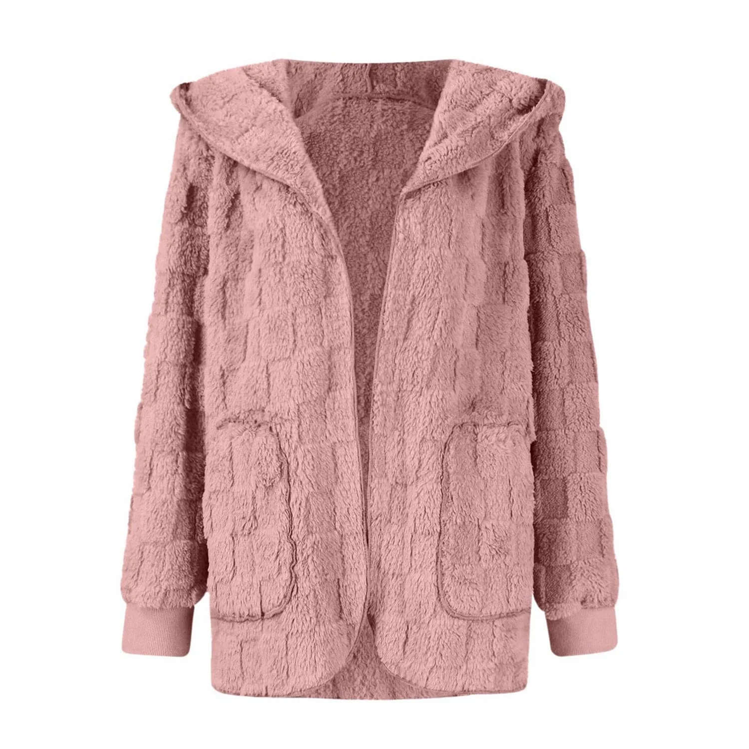 Женское уютное пальто с открытым передом, модель Fuzzy Knit, бренд, rosa — фото 3