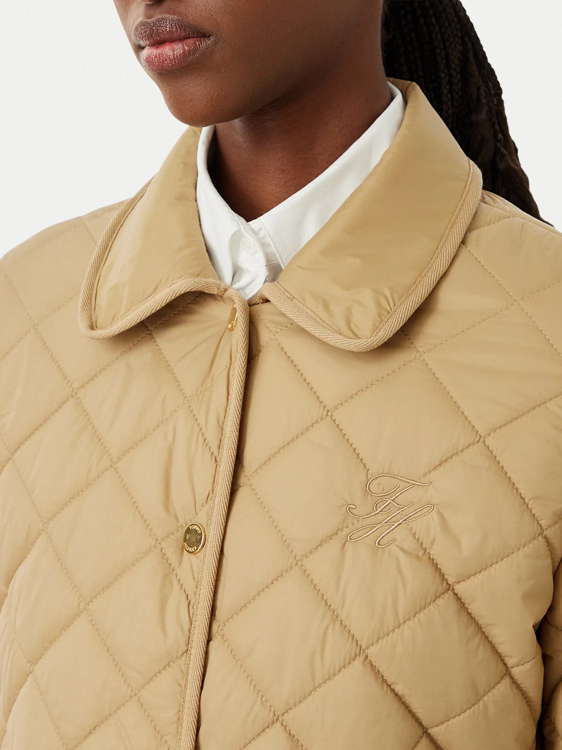 Женская демисезонная куртка приталенного кроя Tommy Hilfiger, бежевый — фото 4