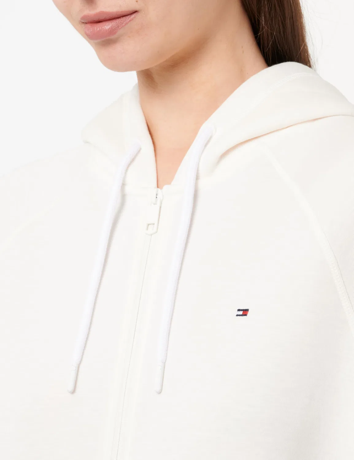 Женский худи оверсайз с капюшоном и молнией Tommy Hilfiger, Ancient White — фото 2