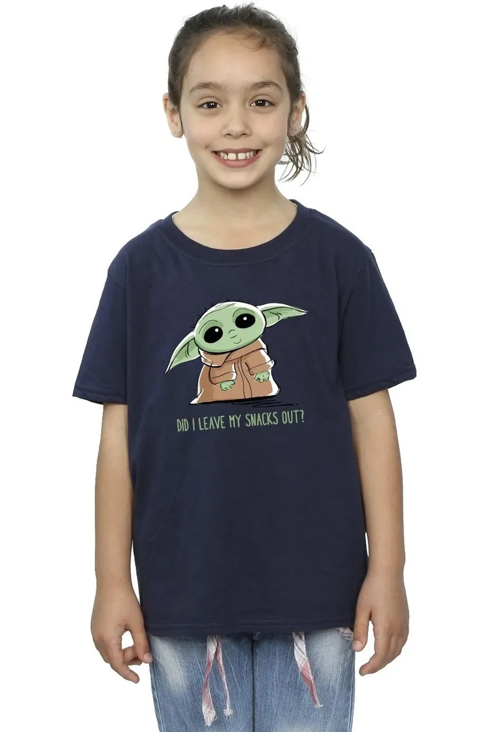 Футболка с принтом The Mandalorian Grogu Snacks Meme Star Wars, Navy