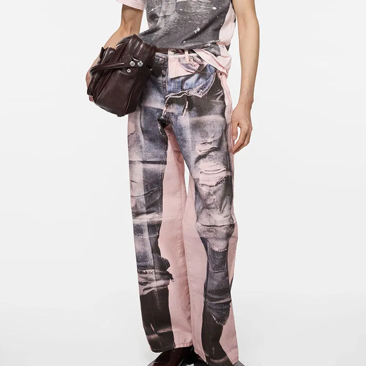 Джинсы унисекс с широкими штанинами Pink/Blue Acne Studios, Pink/Blue — фото 4