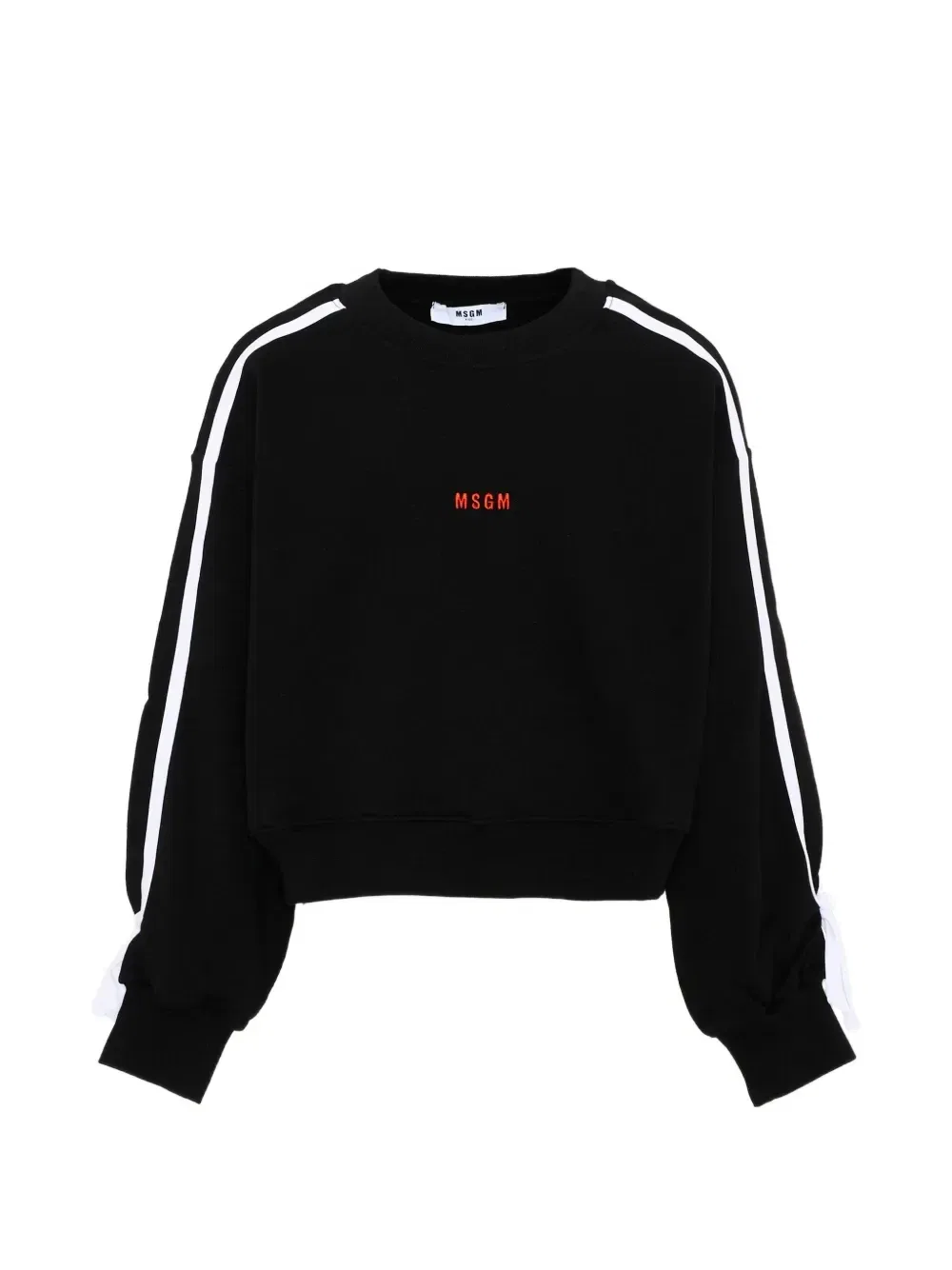 Свитер с вышитым логотипом и боковыми полосками Msgm Kids, черный