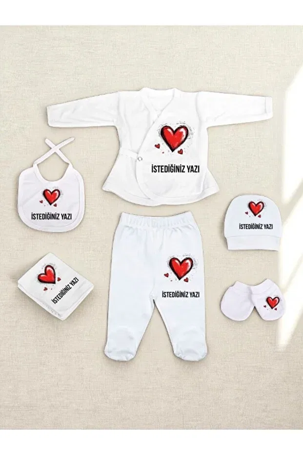 Детский комплект для выписки Heart Themed Lili Hediyelik, White