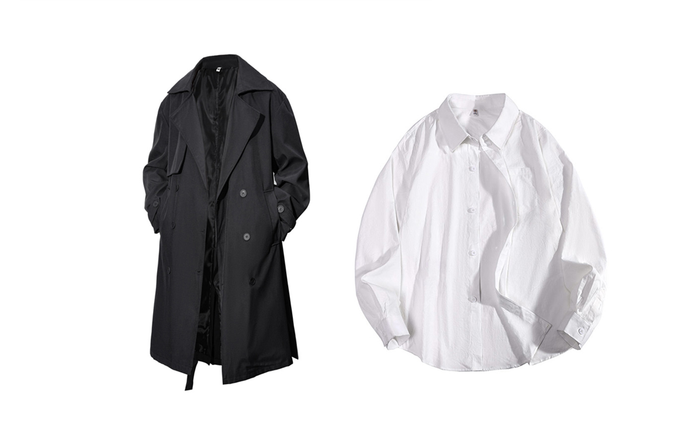 

BRUMAIRE Тренч унисекс, Black Trench Coat+White Shirt