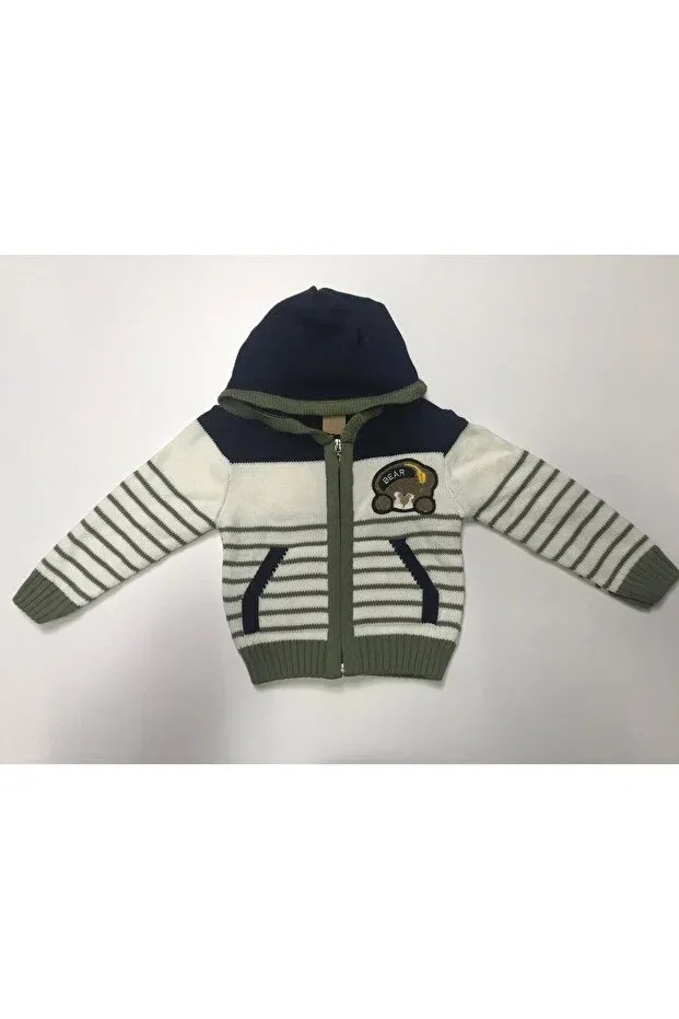 Детские свитшот-кардиган с принтом Winter Knitwear Line Baby Slon Kids Clup, Navy Blue-Ecru-Khaki