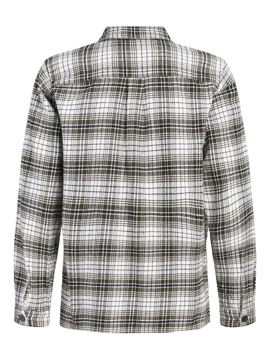 Детская рубашка Jack & Jones Junior стандартного кроя на пуговицах, зеленая с белыми пуговицами — фото 3