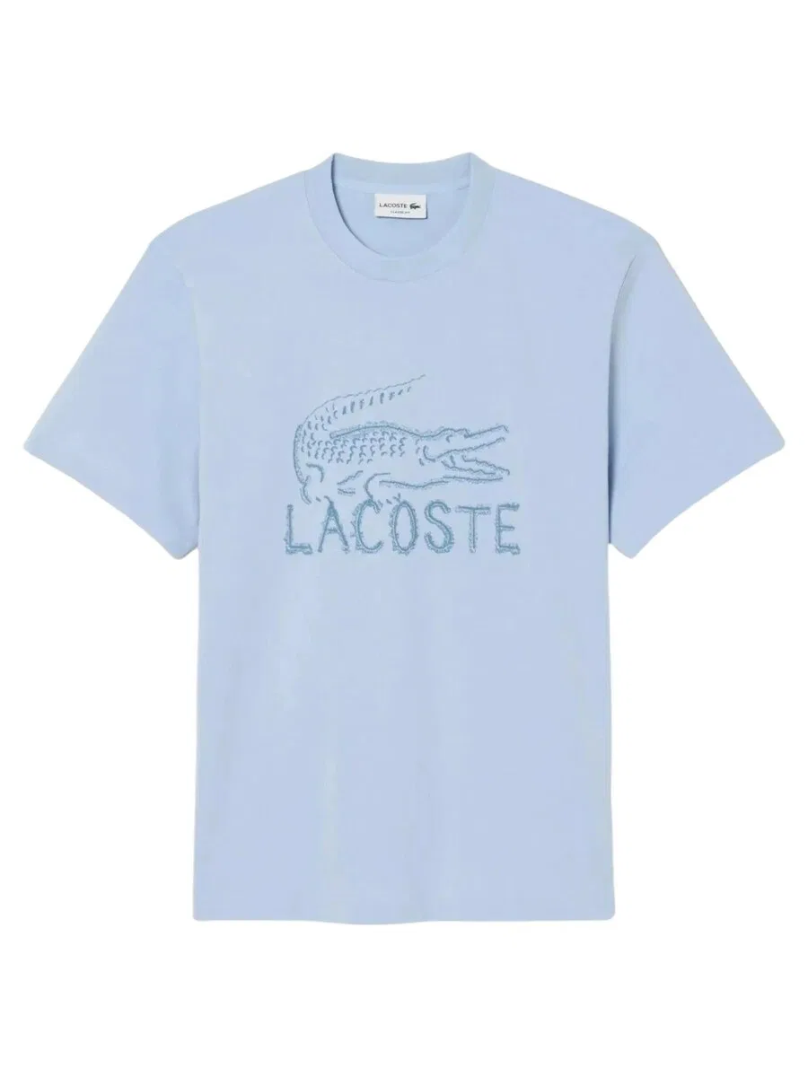 Футболка LACOSTE 'Camiseta lacoste celeste silouette lgoo tee' синего цвета