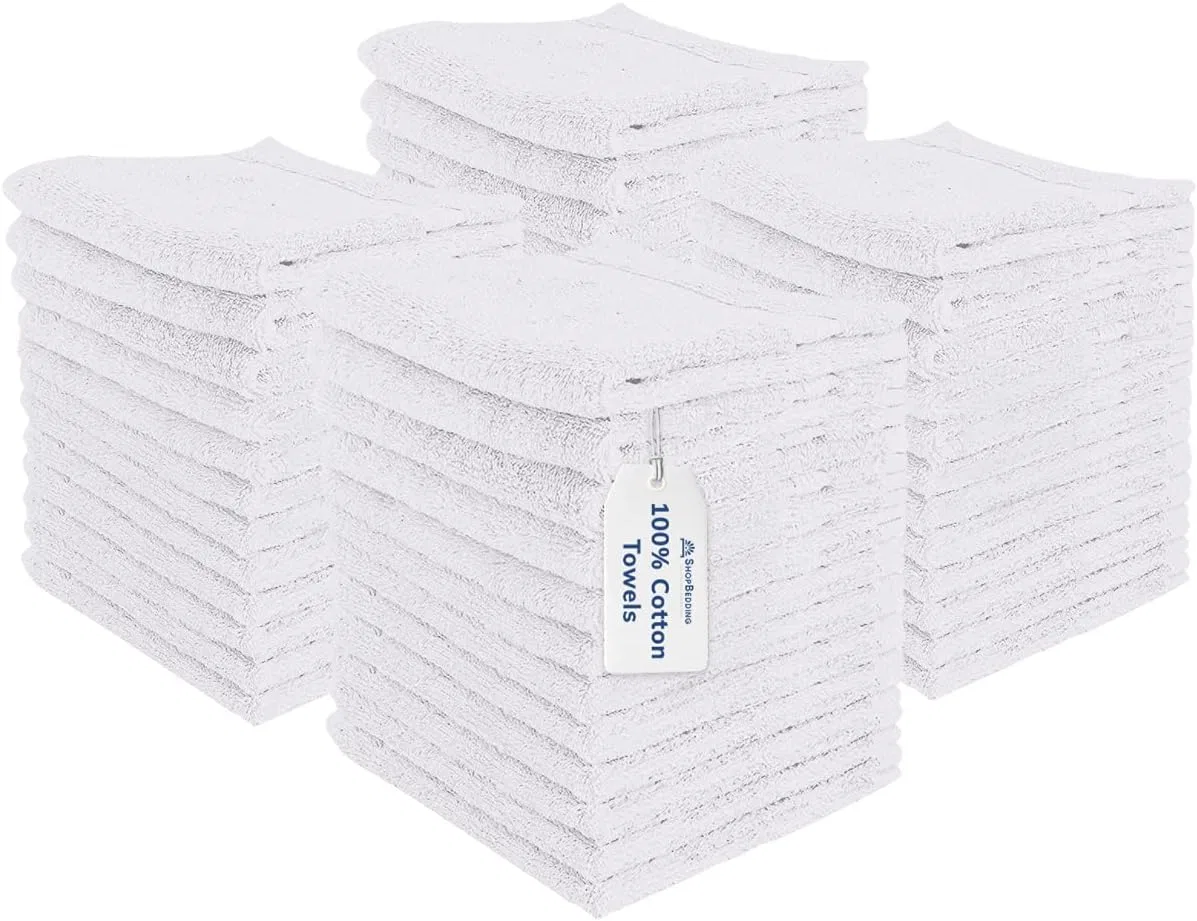 Мочалки для лица из хлопка, 48 шт, SHOPBEDDING, 30,5x30,5 см, Белый