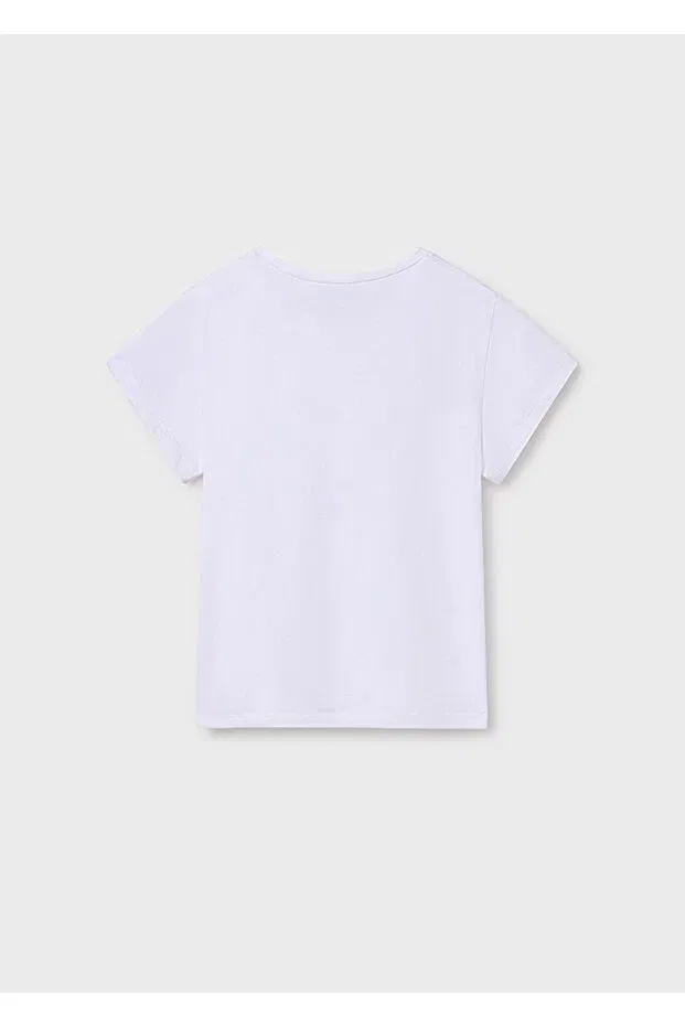 Детская футболка для девочек с принтом Summer Girl's T-Shirt Mayoral, White — фото 3