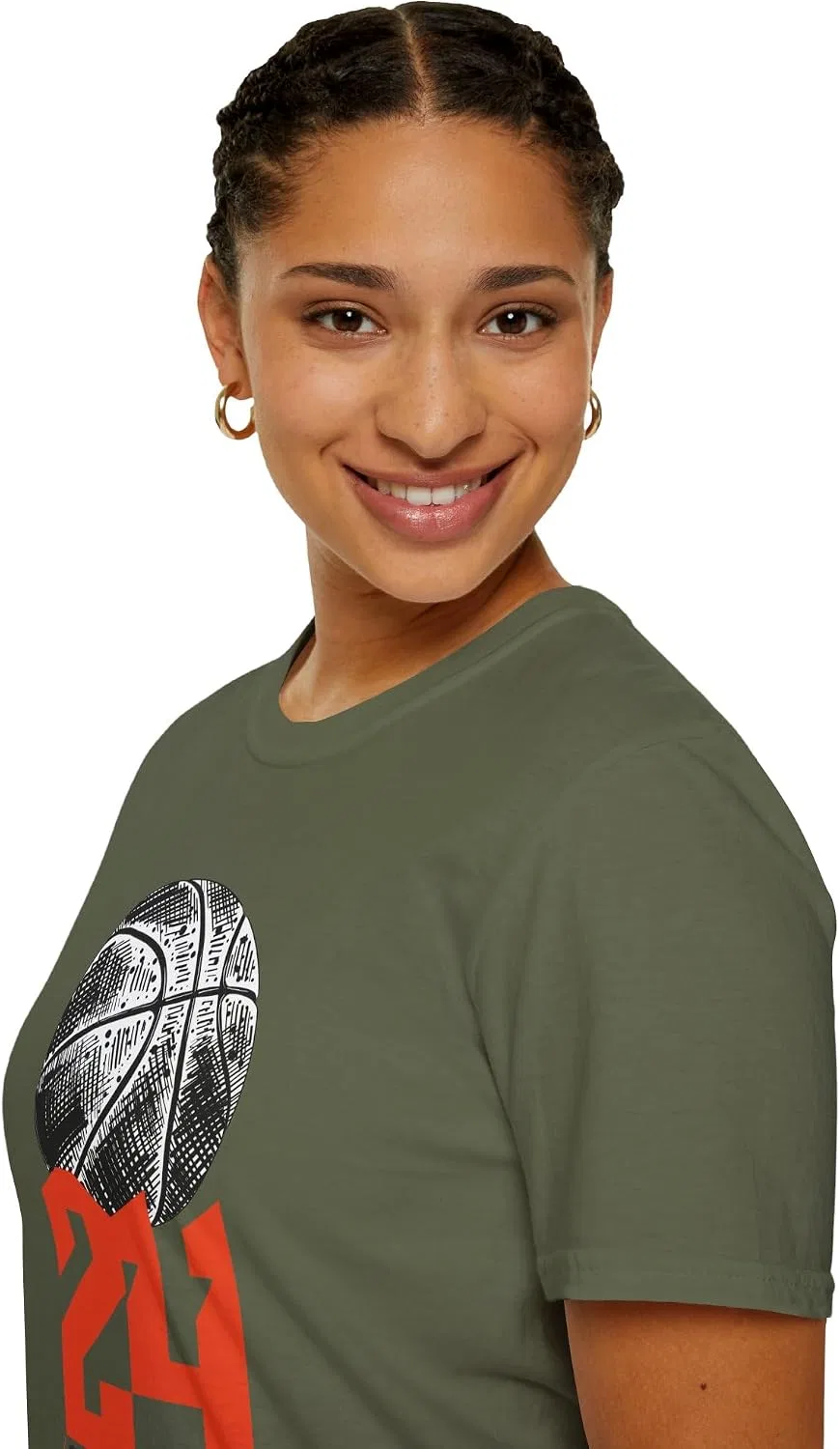 Футболка с принтом Basketball 24/7 Gildan 64000, Military Green — фото 3