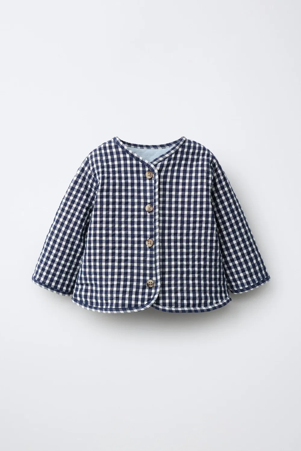 Пуховик в клетку ZARA, Navy blue