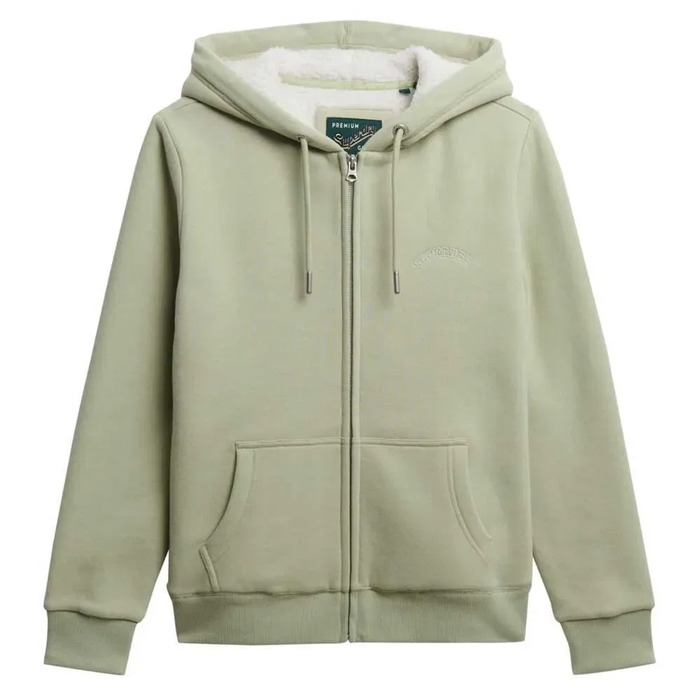 Худи на молнии с начесом Superdry, зеленый