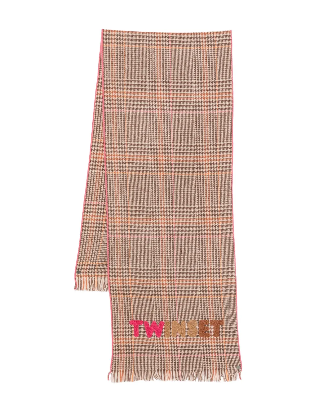 

Клетчатый шарф с бахромой TWINSET Kids, нейтральный