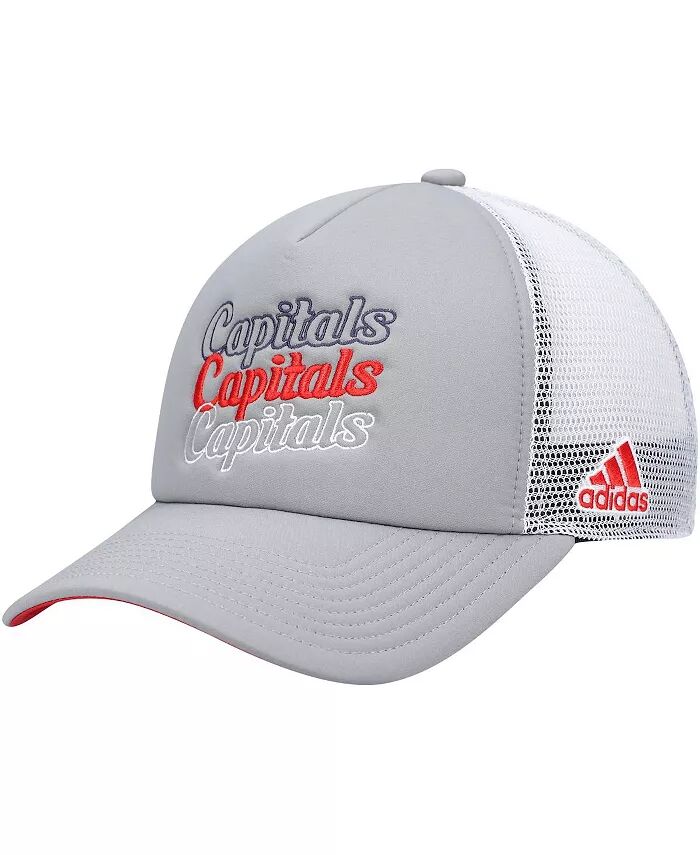 

Женская бейсболка-кепка Washington Capitals Foam Trucker Snapback серого и белого цвета adidas