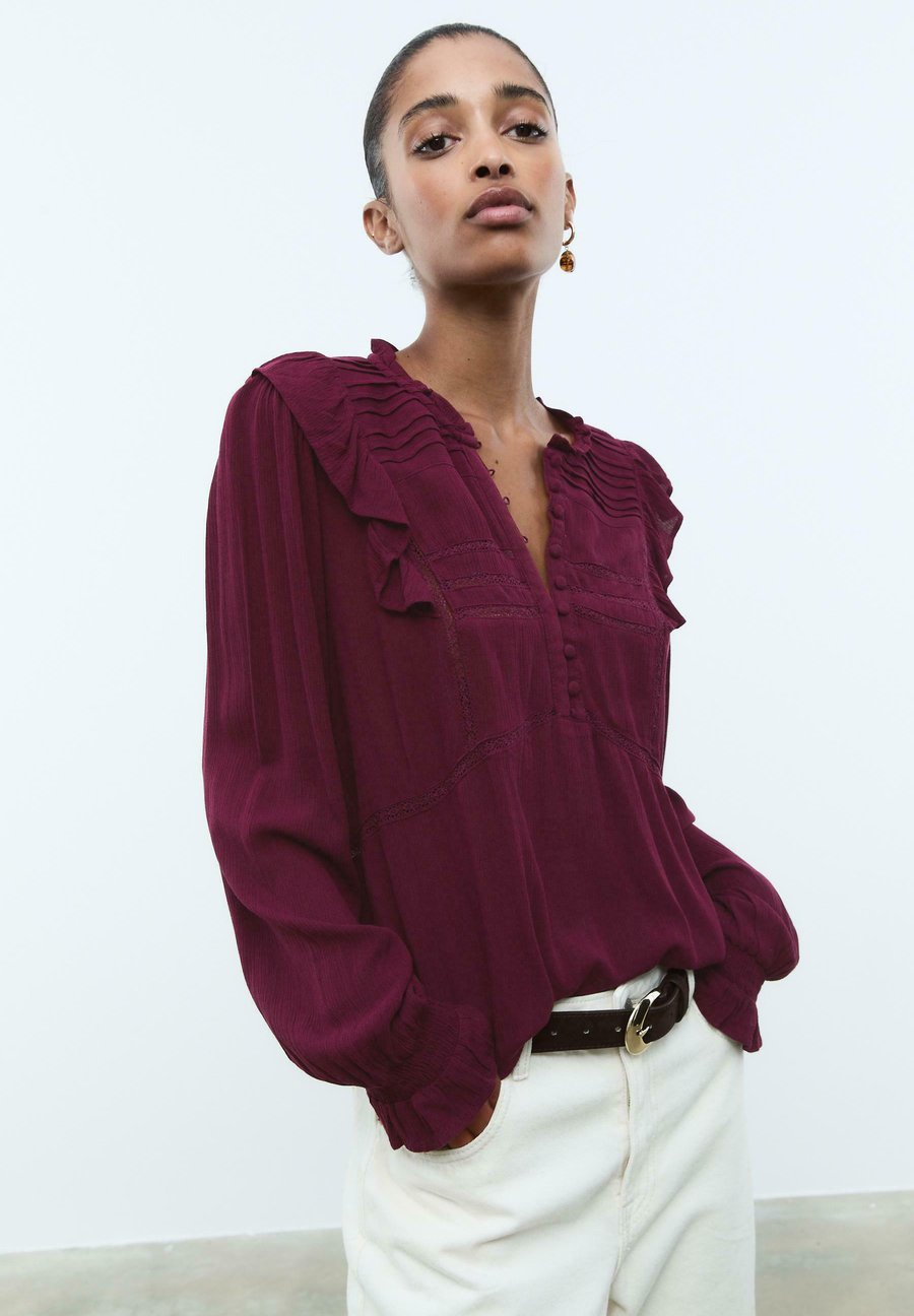 

Блуза Stradivarius RUFFLED WITH BUTTONS , Bordeaux
