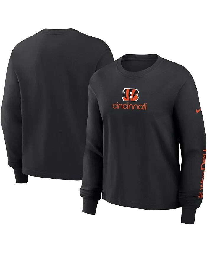 

Женская черная футболка свободного кроя с длинным рукавом Cincinnati Bengals Nike