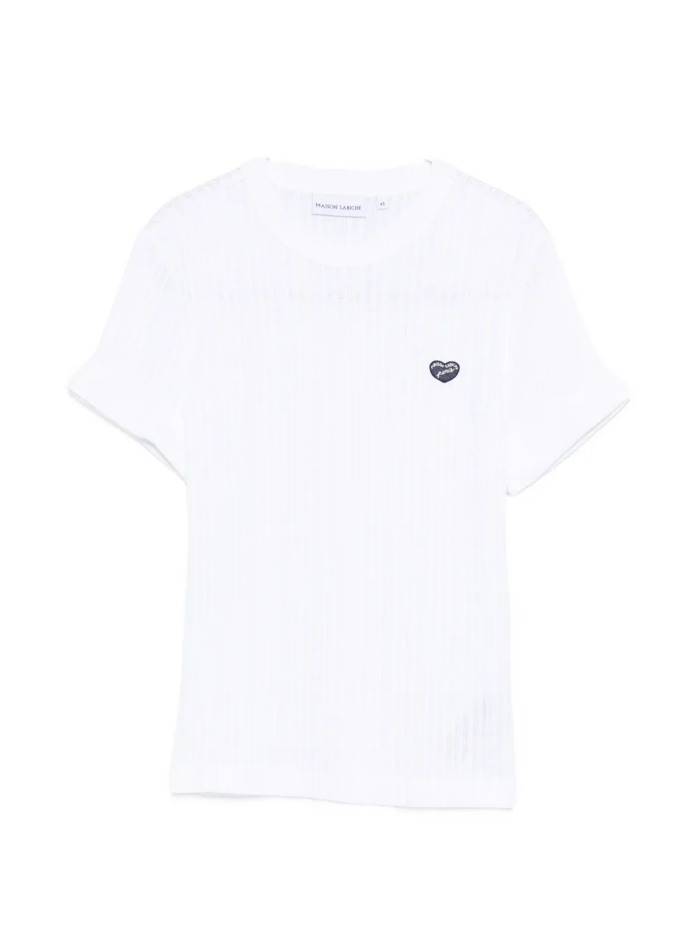 

Футболка в рубчик с нашивкой в виде сердца Maison Labiche, белый