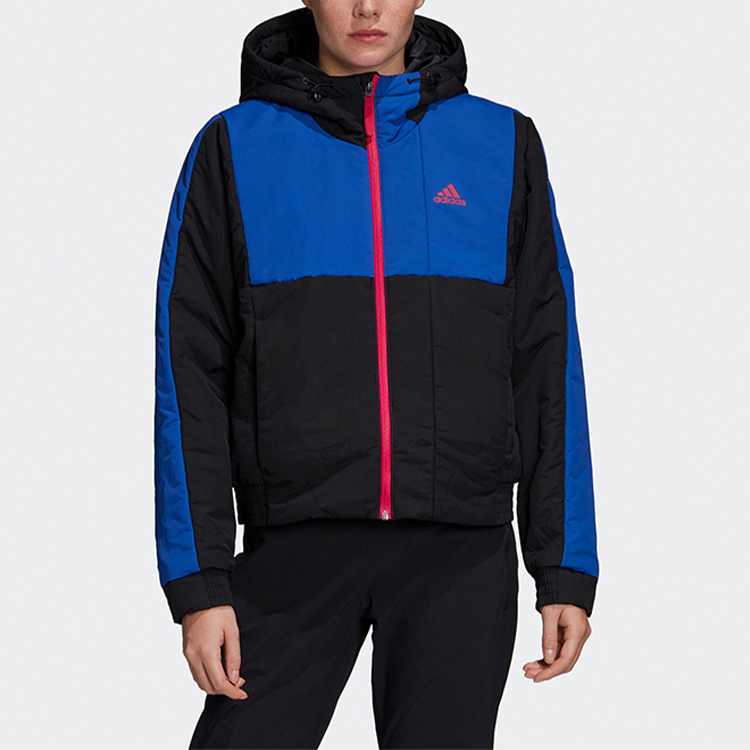 Adidas Пуховик женский черный силый разноцветный, Black Blue Multicolor — фото 4