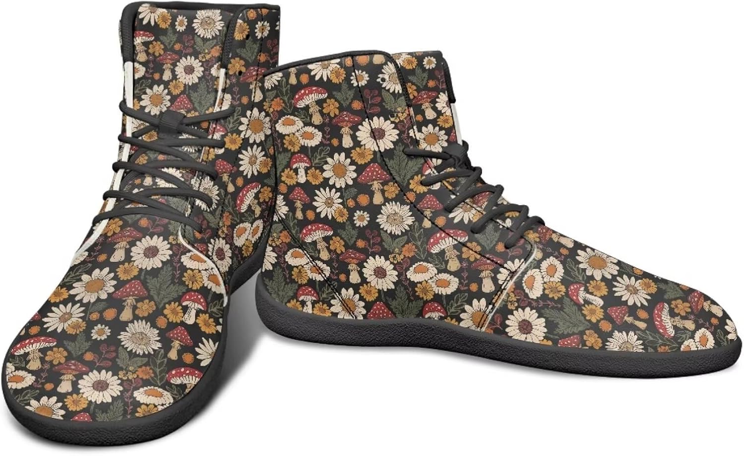 

Кроссовки с высокой верхней частью и цветочным дизайном для мужчин- босоножки с широкой носочной частью, для кросс-тренинга и бега с резиновой подошвой Watdotory, Mushroom Flower Design