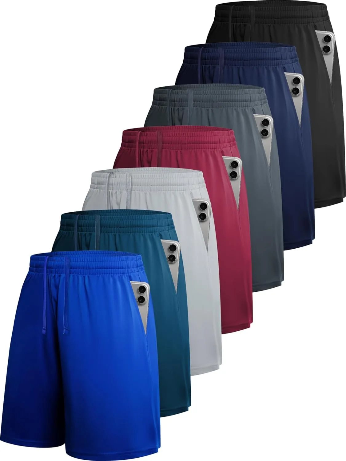 

Мужские шорты для бега и баскетбола 7 Inch Inseam с эластичным поясом и карманами KCVENN