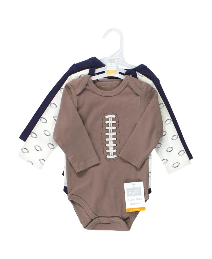 Хлопковые боди с длинными рукавами, комплект из 3 штук Hudson Baby, Football Mvp — фото 3