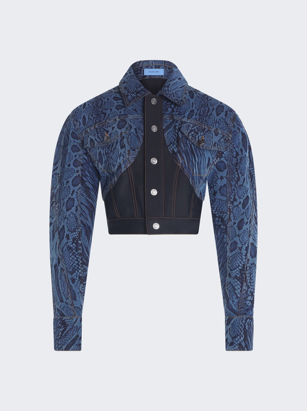 

Куртка со змеиным принтом Mugler, цвет medium blue