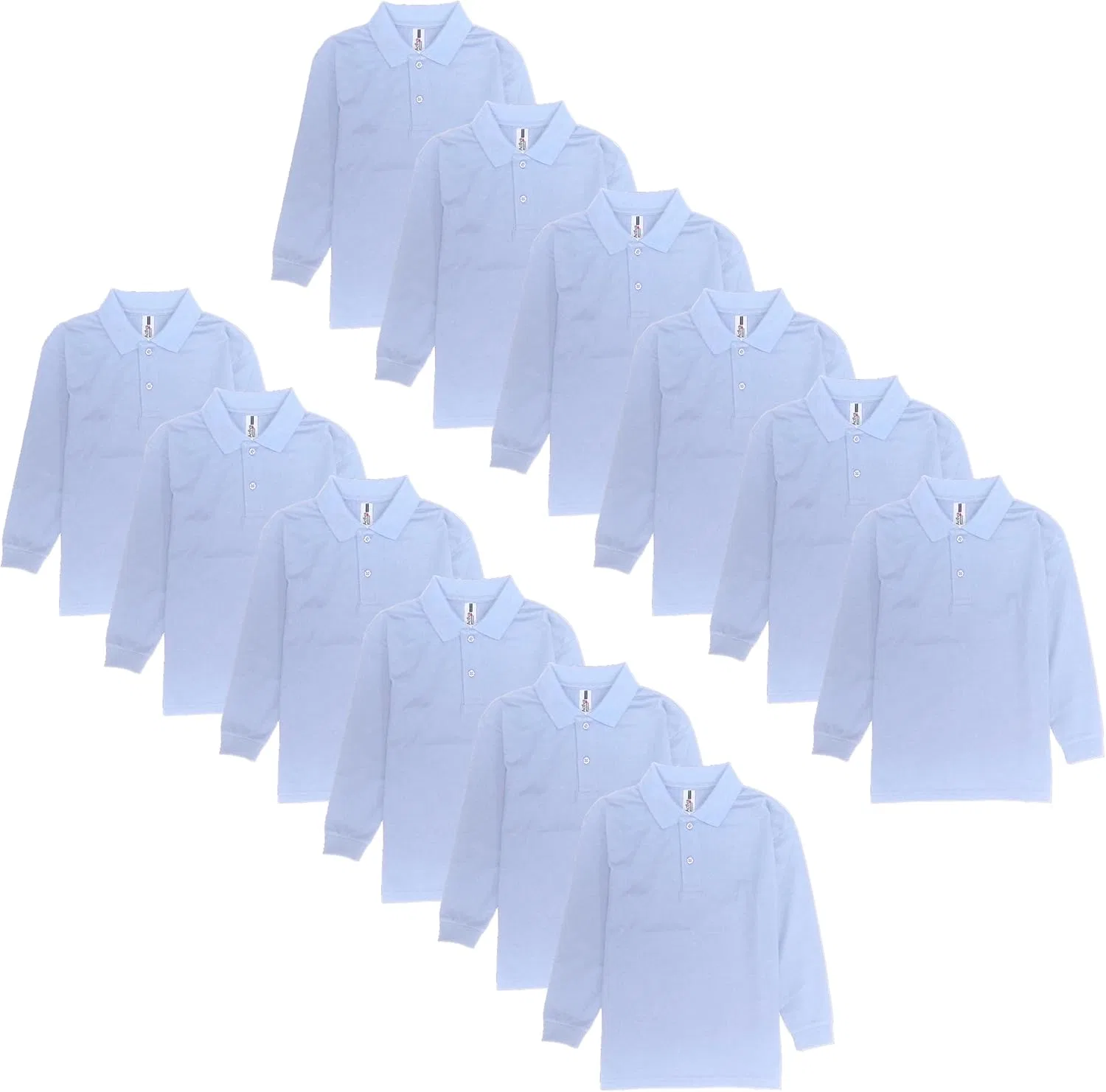 Детское поло с длинным рукавом Activa Apparel, набор 12 штук, Light Blue