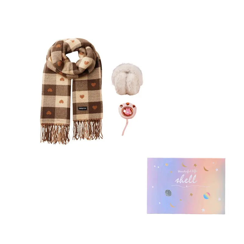 

Шарф из полиэстера вязаный для женщин WARRIOR, heart plaid[hand warmer+earmuff]