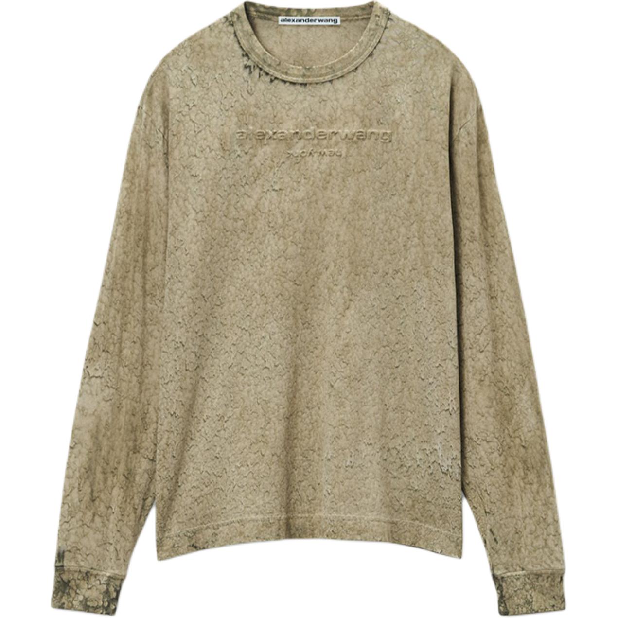 Футболка с логотипом и эффектом тай-дай Alexander Wang, мохово-зелёная — фото 2