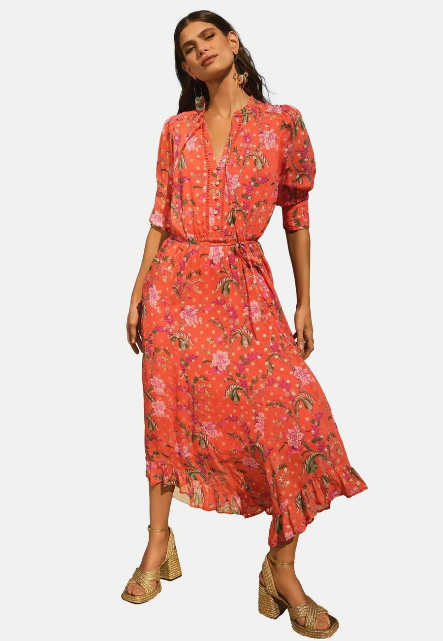 

Платье Love & Roses NOTCH NECK 3/4 SLEEVE MIDI, Orange Floral/Orange