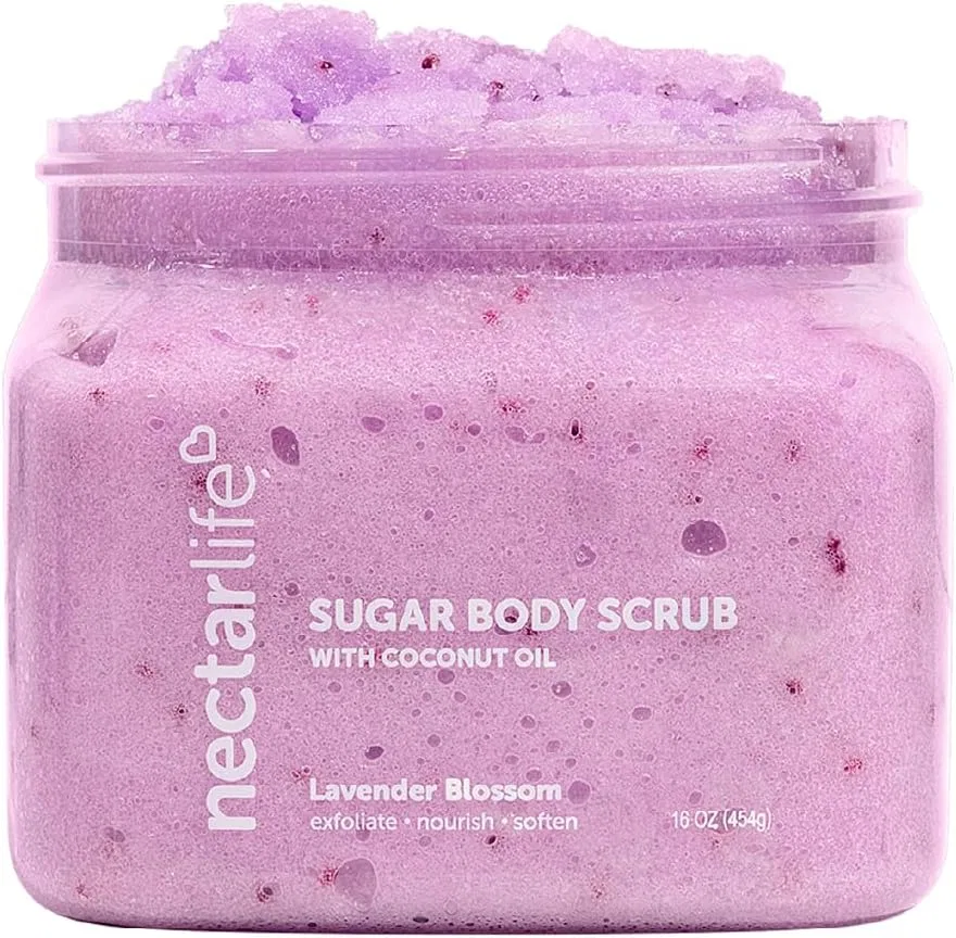 Сахарный скраб для тела с маслом кокоса и маслом ши, лаванда, 16 унций, Nectar Bath Treats