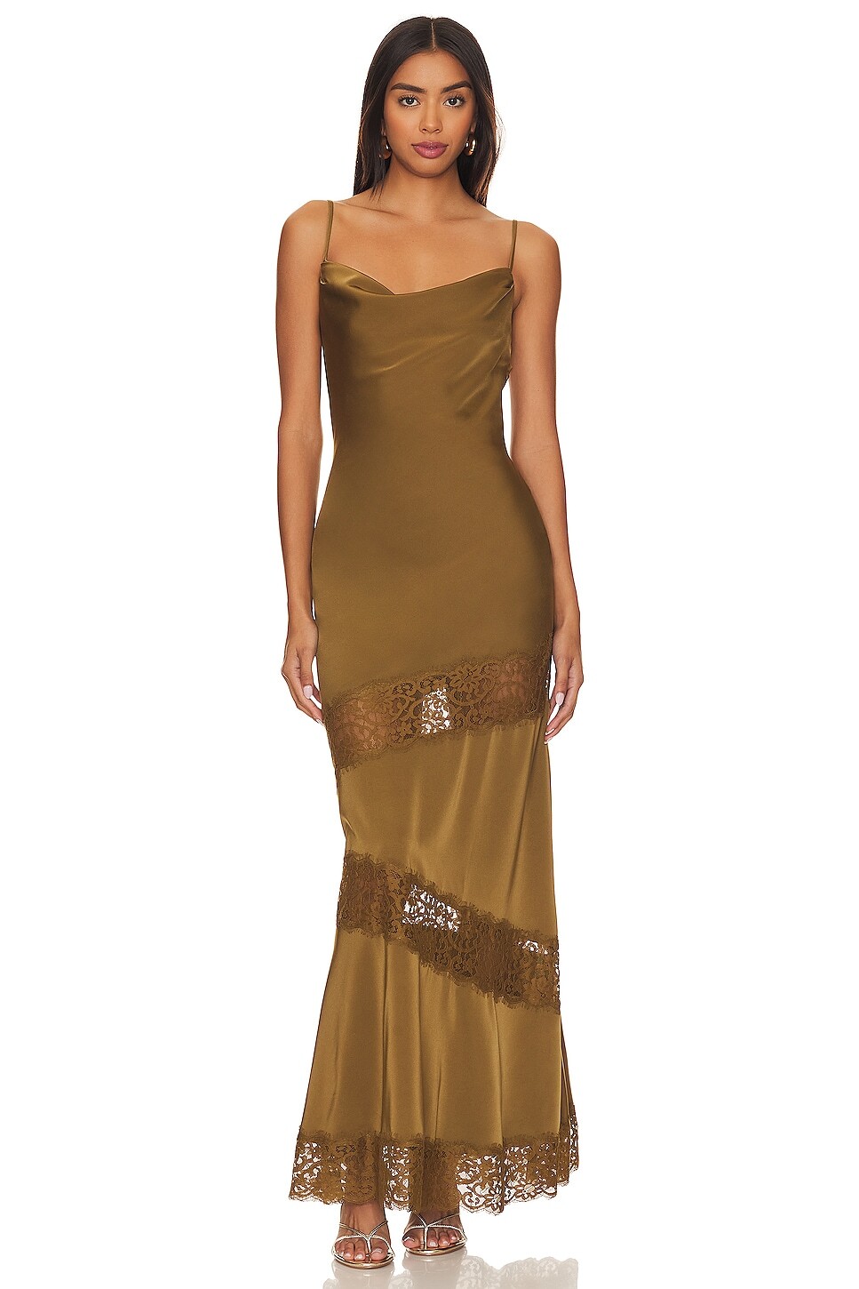 

Платье макси House of Harlow 1960 x REVOLVE Nouvelle Maxi Gown, цвет Olive Green
