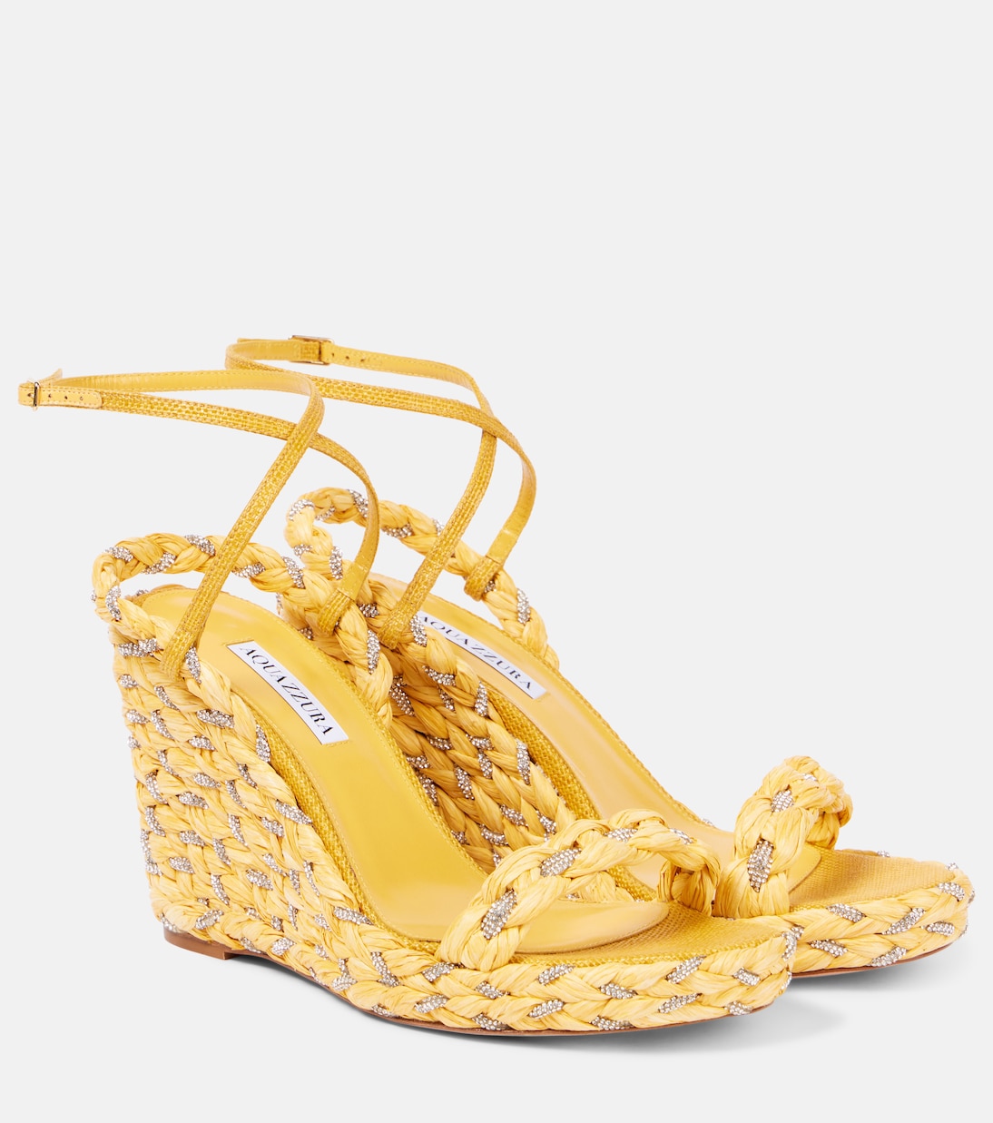 Костерья Кристалль эспадрильи на клиньях из рафии Aquazzura, Lemonade