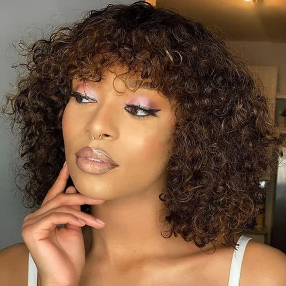 Парик Rebecca Fashion Highlight Curly Bob из натуральных волос, 25 см Rebecca Fashion, Black Mixed Brown