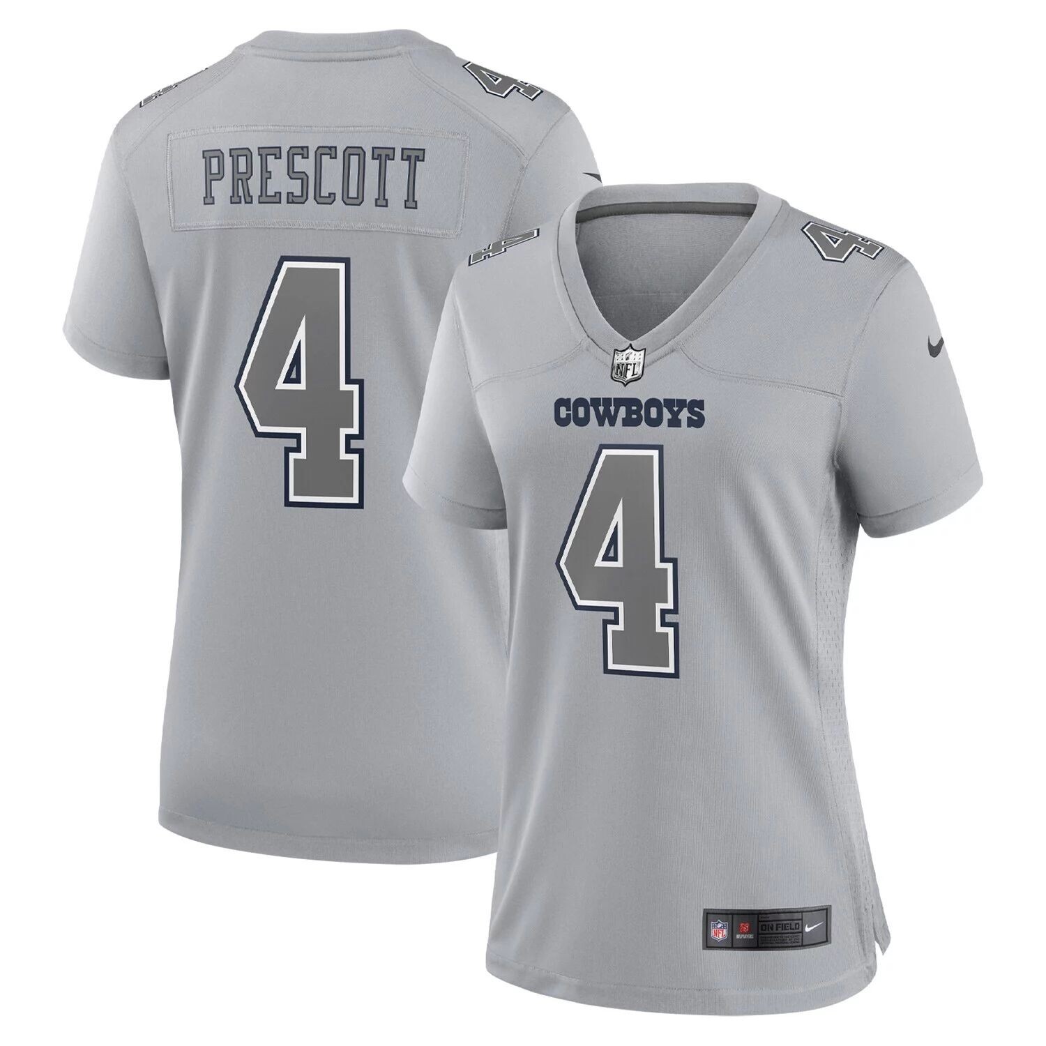 

Женский джерси Nike Dak Prescott Grey Dallas Cowboys Atmosphere Fashion Game Джерси Nike