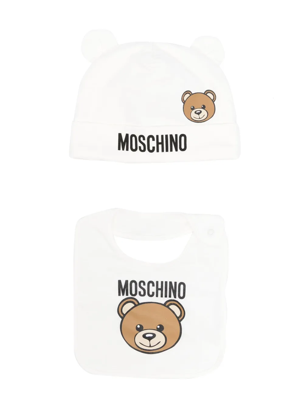 

Комплект Teddy Bear из шапки бини и нагрудника Moschino Kids, белый