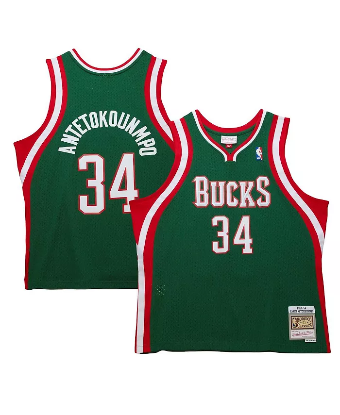 

Мужская баскетбольная майка Giannis Antetokounmpo Hunter Green Milwaukee Bucks 2013/14 Hardwood Classics Swingman Mitchell & Ness