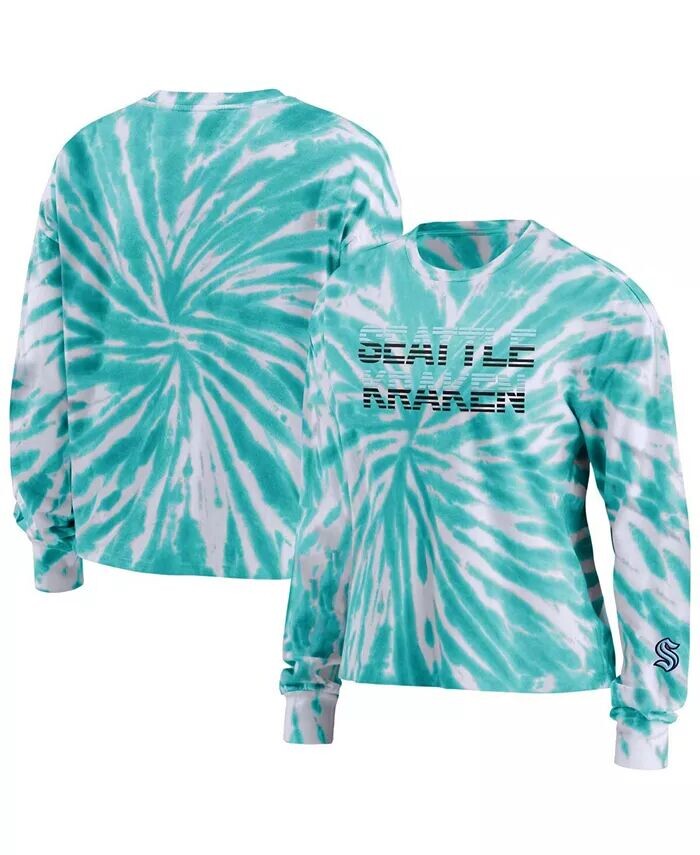 

Женская голубая футболка с длинным рукавом Seattle Kraken Tie Dye Wear By Erin Andrews