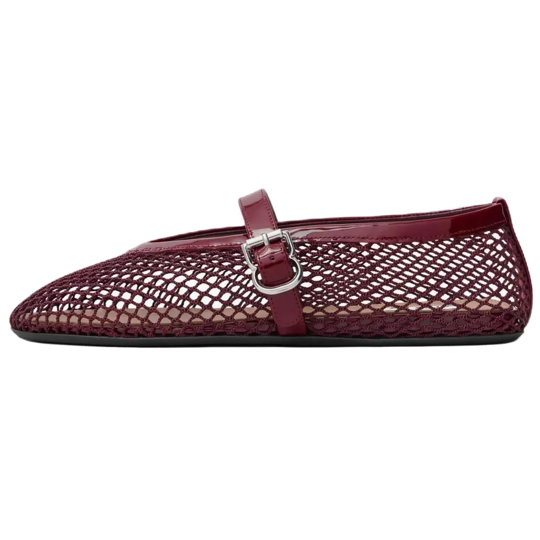 Alaia Туфли Мэри Джейн женские бордовые на плоской подошве