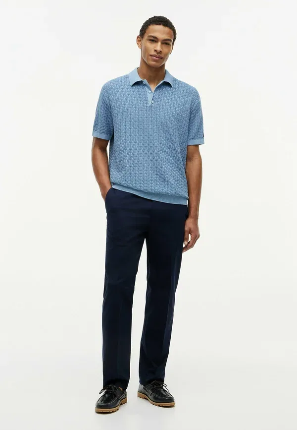 Поло хлопковое Gmd structure ss polo Tommy Hilfiger, Brisk Blue, синий — фото 2