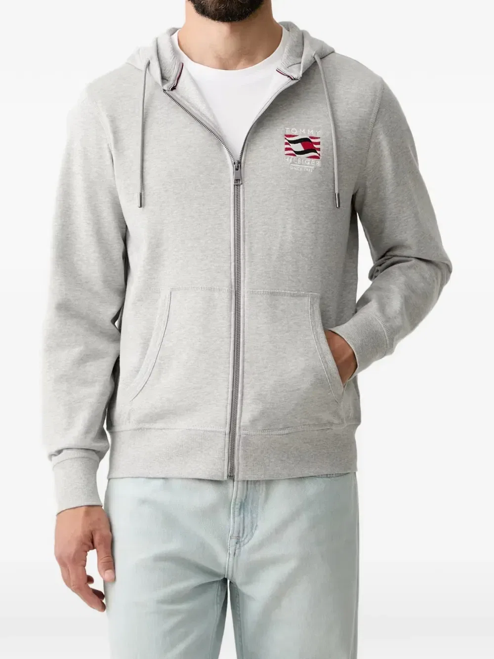 Толстовка на молнии с вышитым логотипом Tommy Hilfiger, серый