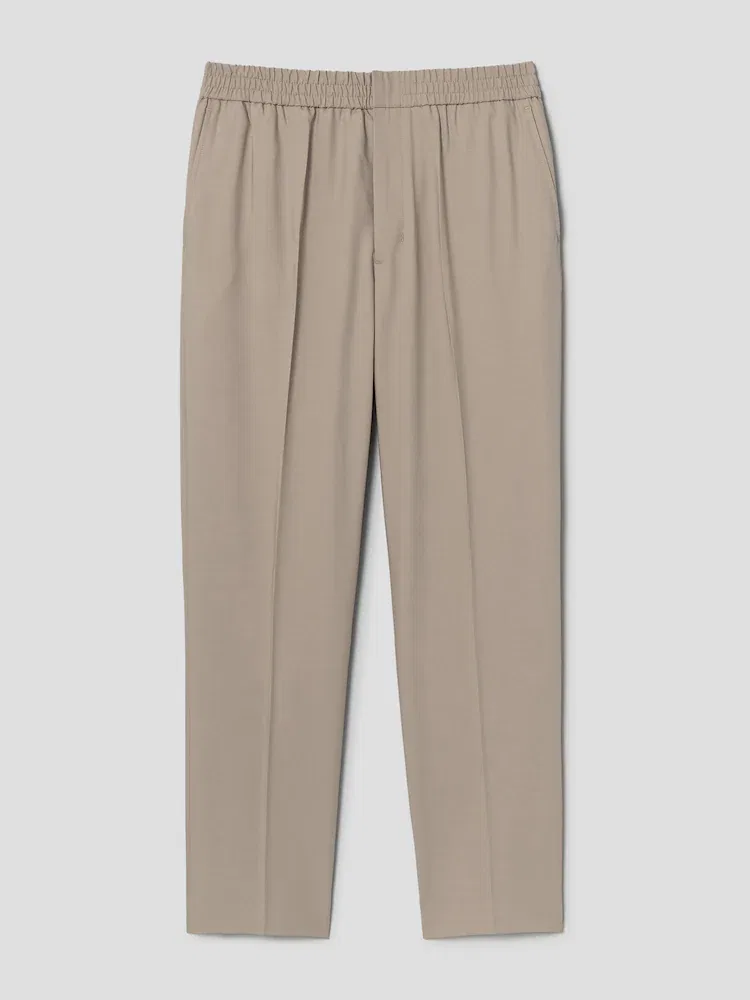 Брюки прямого кроя с эластичным поясом AMI PARIS, Beige Taupe