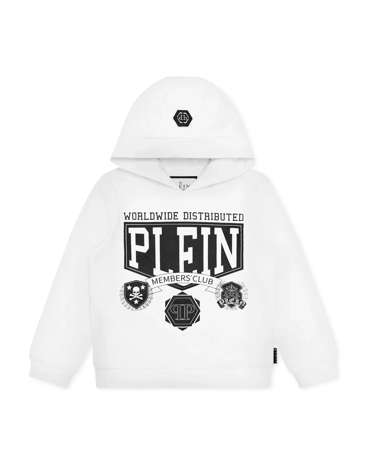 Детское худи с капюшоном с длинным рукавом College PHILIPP PLEIN, White