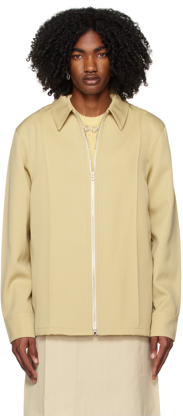 

Светло-коричневая куртка на молнии Jil Sander, Коричневый, Светло-коричневая куртка на молнии Jil Sander