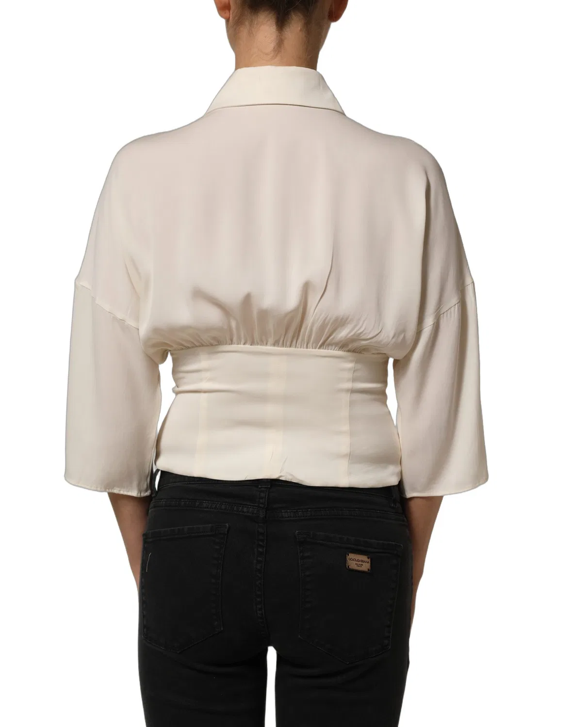 Женская блузка с бантовым воротником Off White Ascot Collar Long Sleeves Dolce & Gabbana, Off White