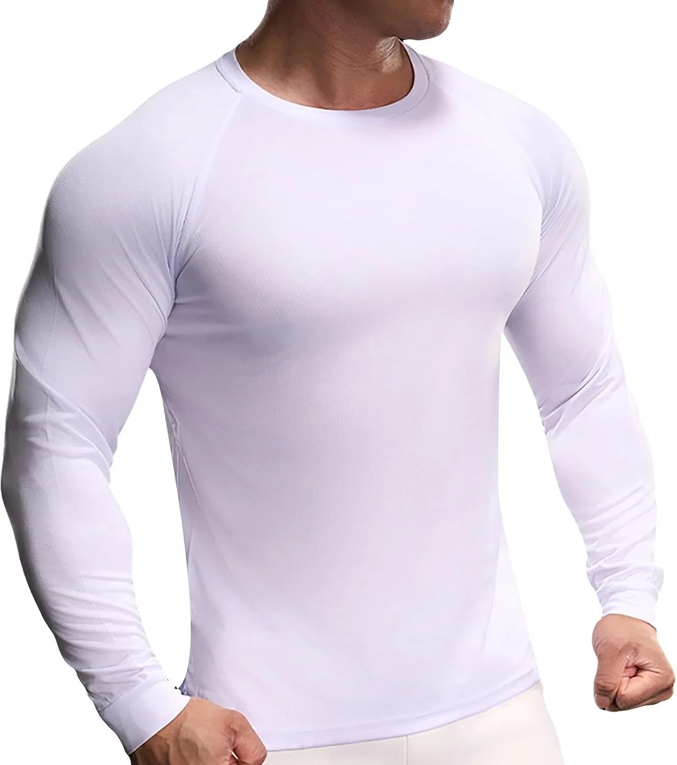 Мужская компрессионная футболка с длинным рукавом для фитнеса, White